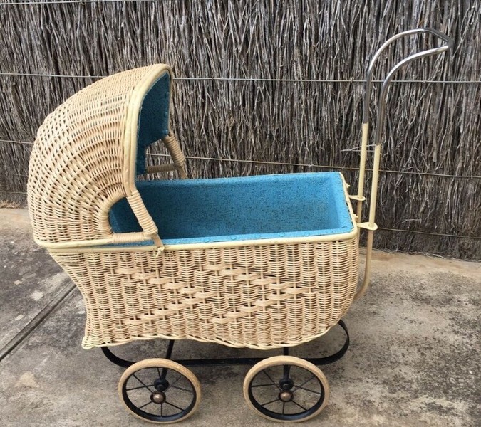 vintage wicker dolls pram
